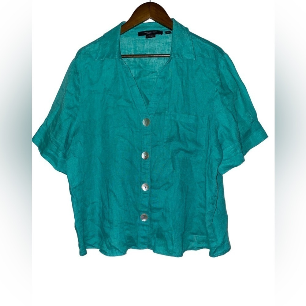 Marc NY Andrew Marc Linen Men Short Sleeve Shirt XL Casual Beachy Relax Fit